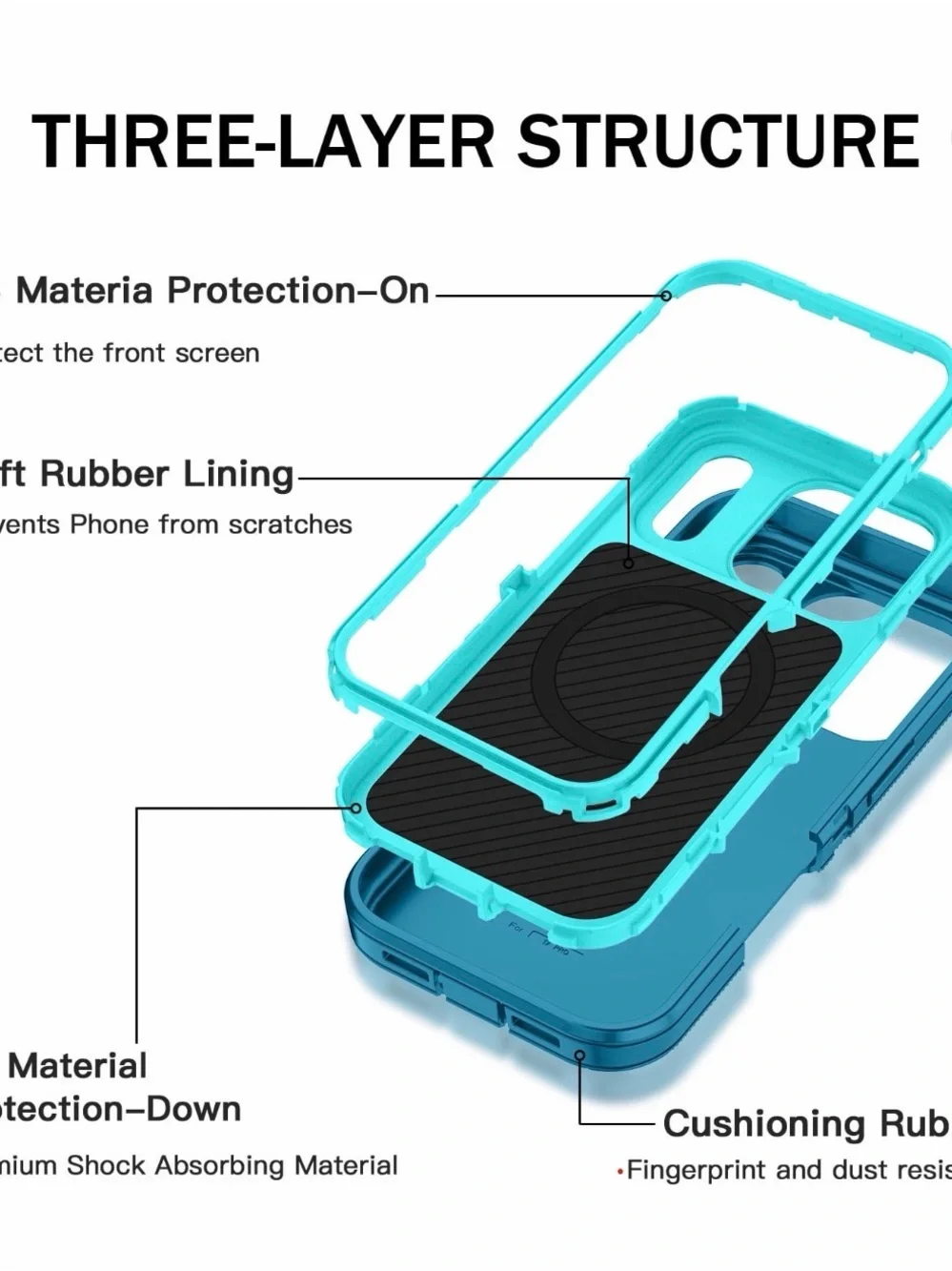 Rugged Magnetic-Compatible Teal Phone Case for iPhone 17 Pro Max